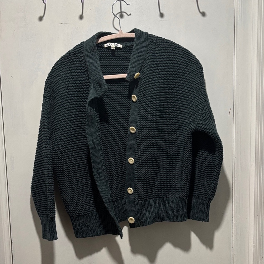 ALEX MILL Nico cardigan in dark spruce - Picture 2 of 7